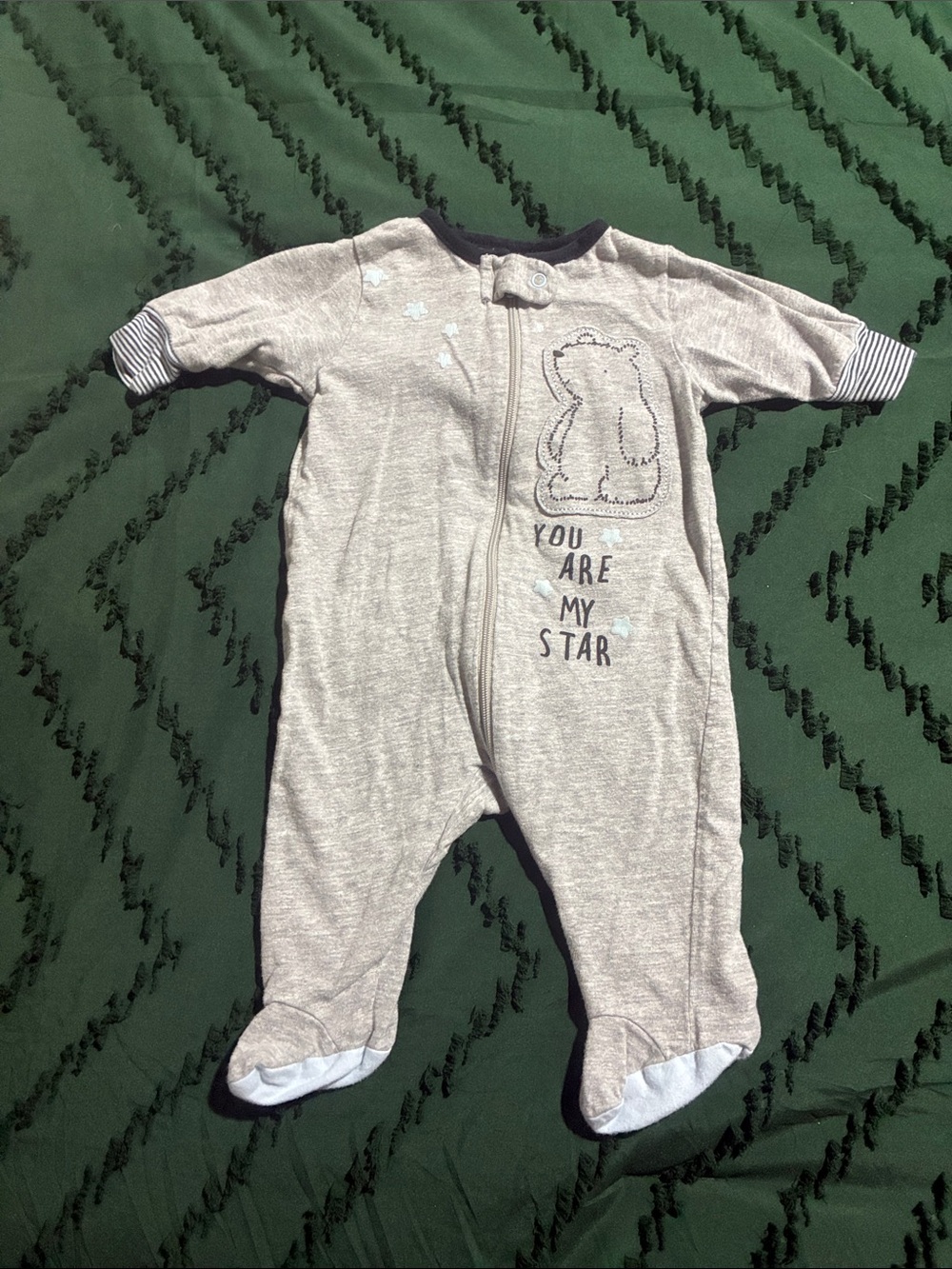 Gerber Baby Footed One-Piece Sleeper with Bear and Star Print